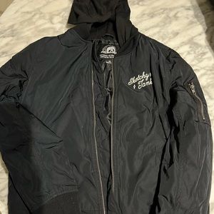 Sketchy Tank Bomber Jacket with hoodie